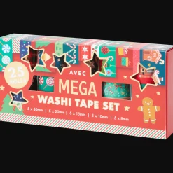 Avec washitape-set met kerstprint