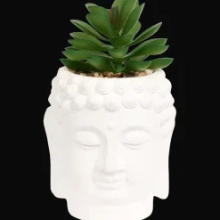Boeddha-bloempot met kunstplant