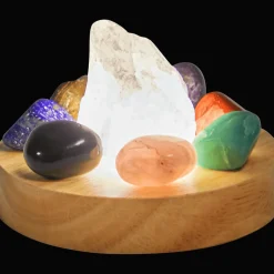 Deluxa chakralamp met 8 kristallen