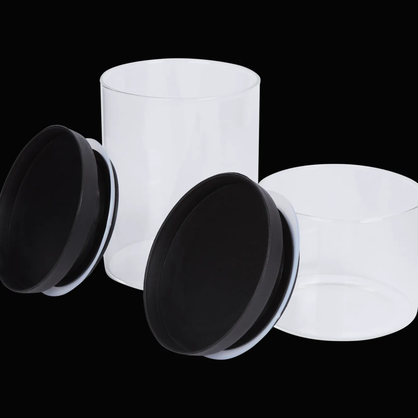 Glazen voorraadpottenset