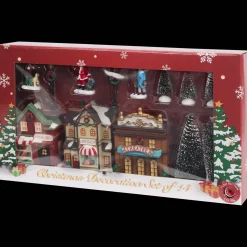 Kerstdorp met verlichting