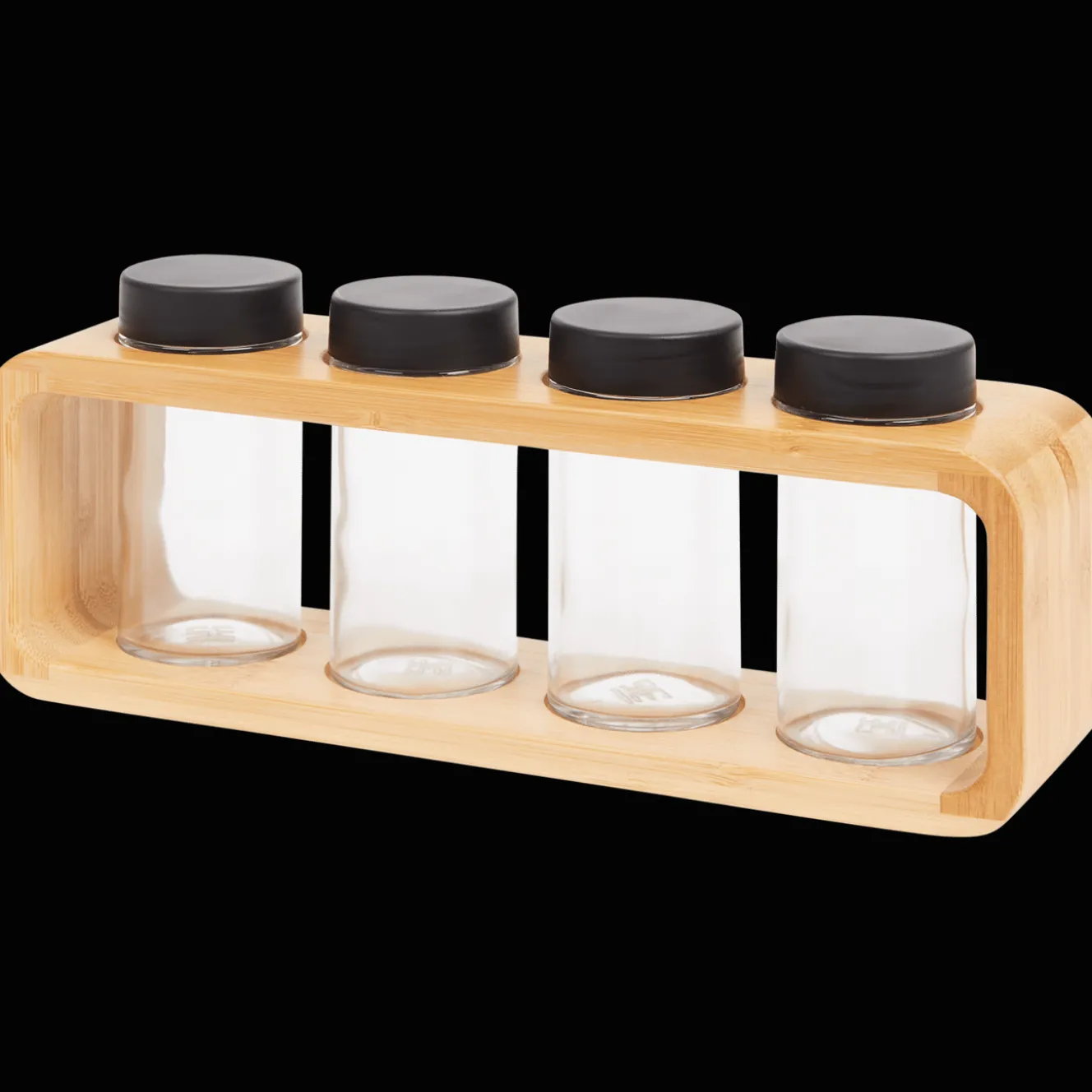 Kruidenrek met glazen potjes