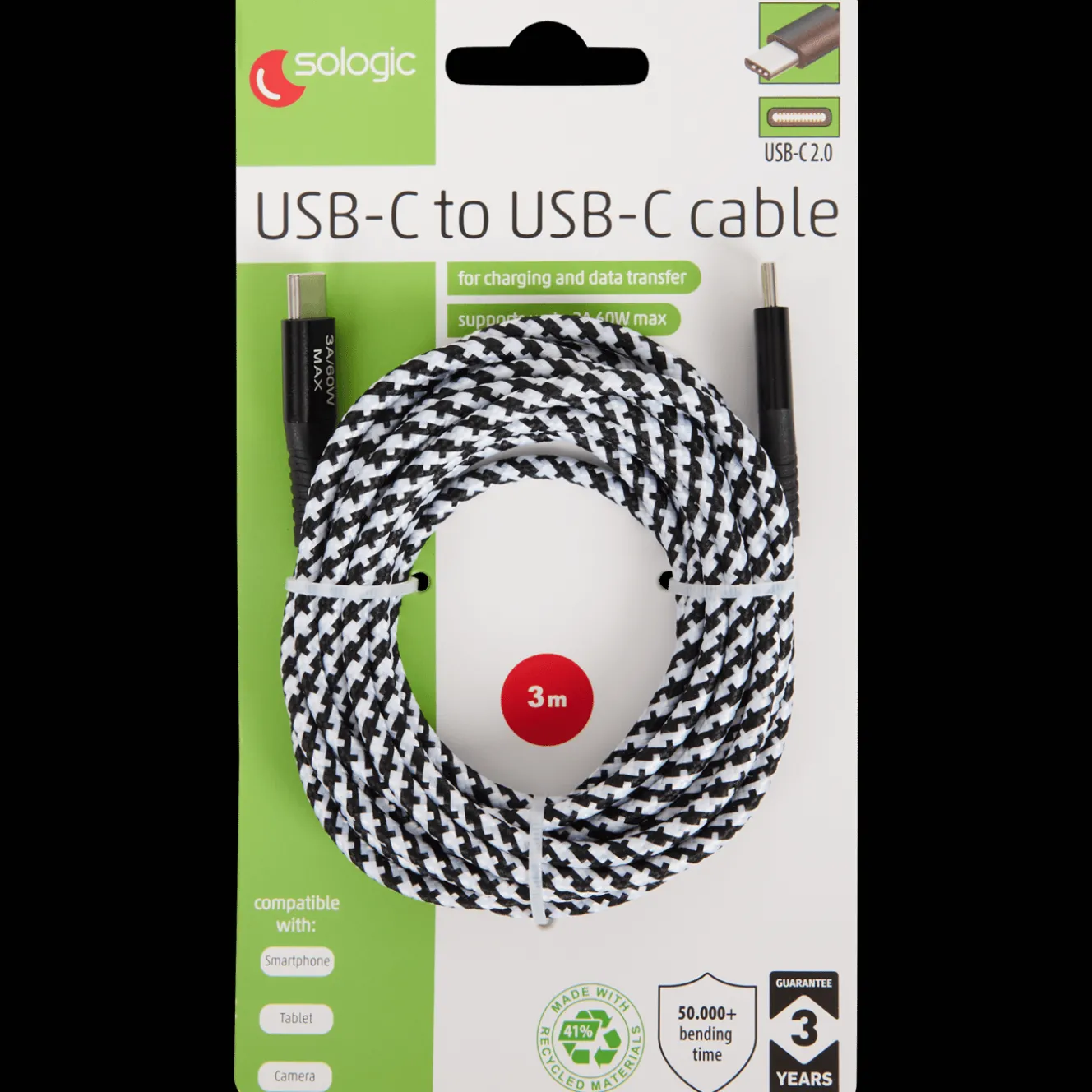 Sologic laad- en datakabel USB-C naar USB-C