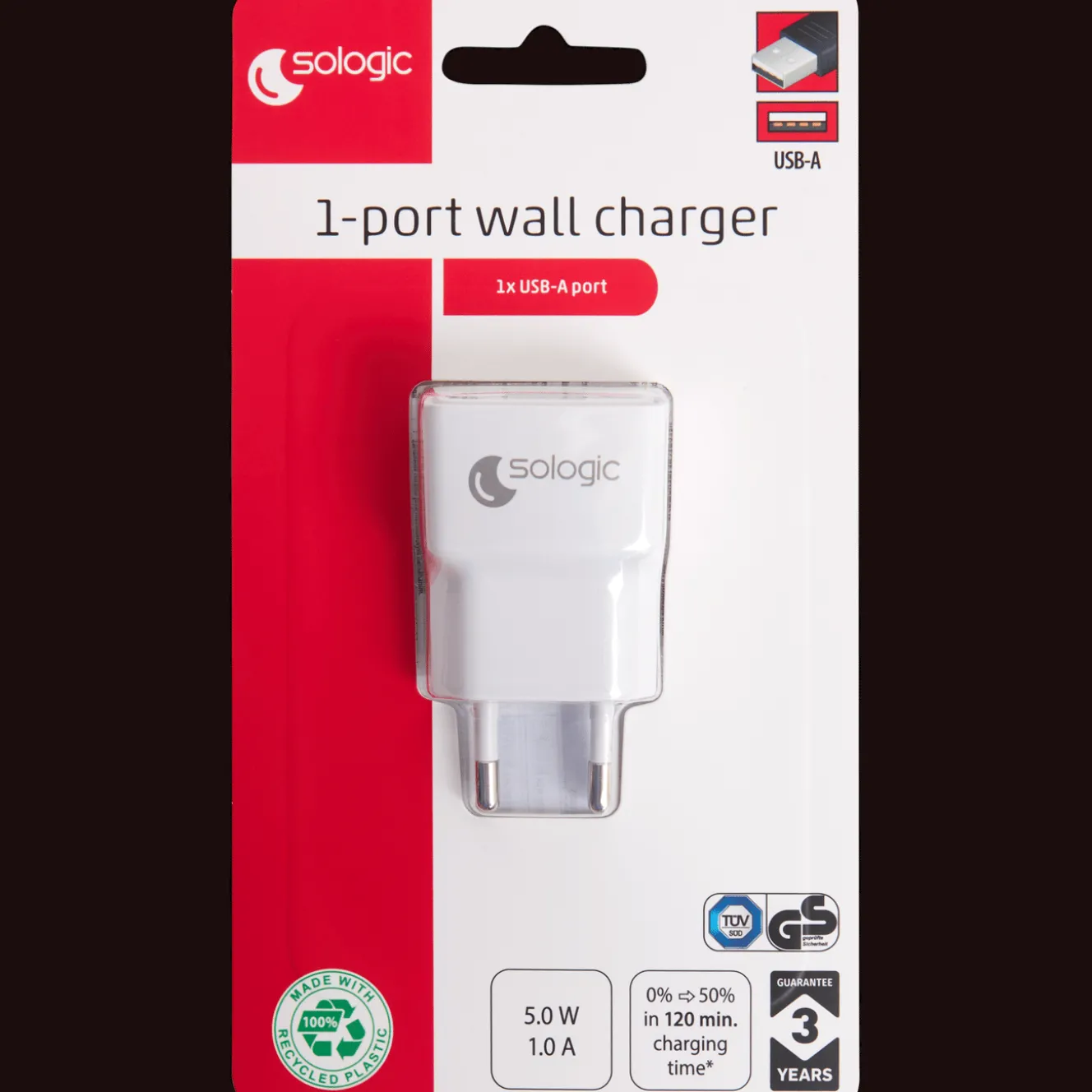 Sologic USB-A wandoplader